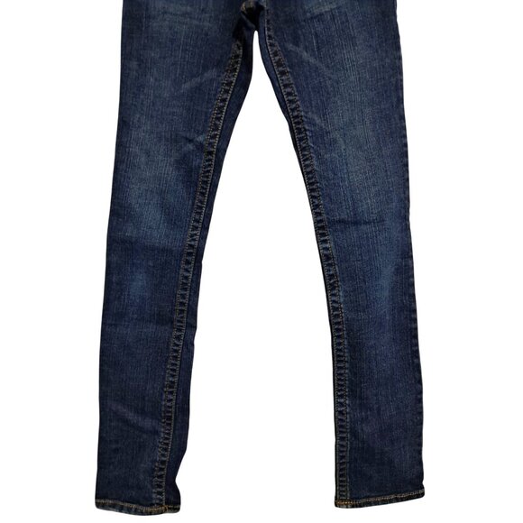 Aeropostale Bayla Skinny Low Rise Distressed Jeans Womens Sz 1/2 Reg Dark Wash - Picture 6 of 13